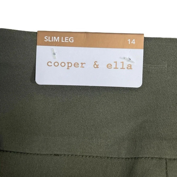 Cooper & Ella Stretch Dress Pull On Pants Slim Leg Women's Size 14 Green NWT - Picture 3 of 7